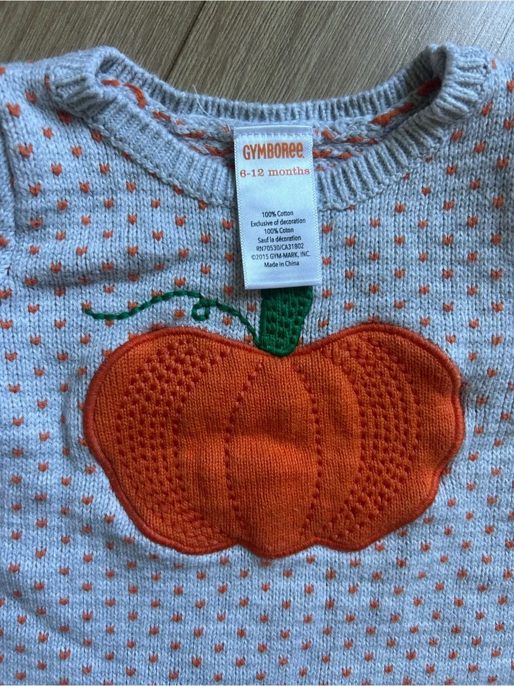 Gymboree Cream Knit Dress with Orange Pumpkin Applique
